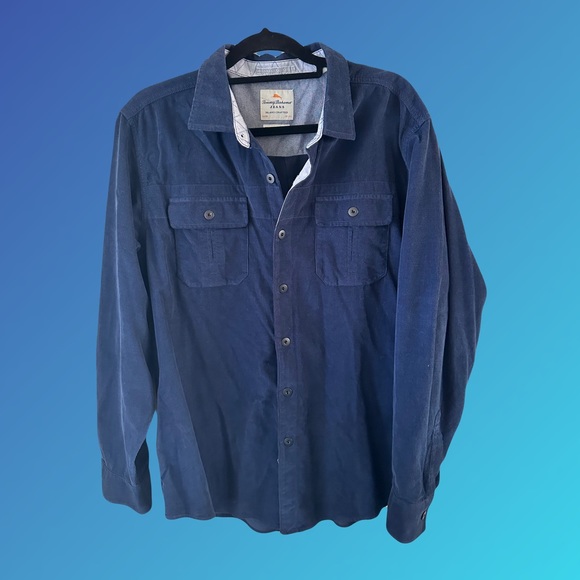 tommy bahama blue button up, island modern fit dress shirt, size xl x large - Picture 1 of 5